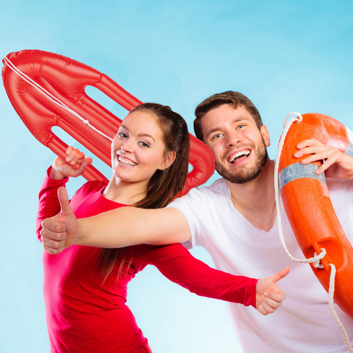 3xRETTUNGSBOJE - Rot, Kunststoff (30/7/64cm) - Relaxdays