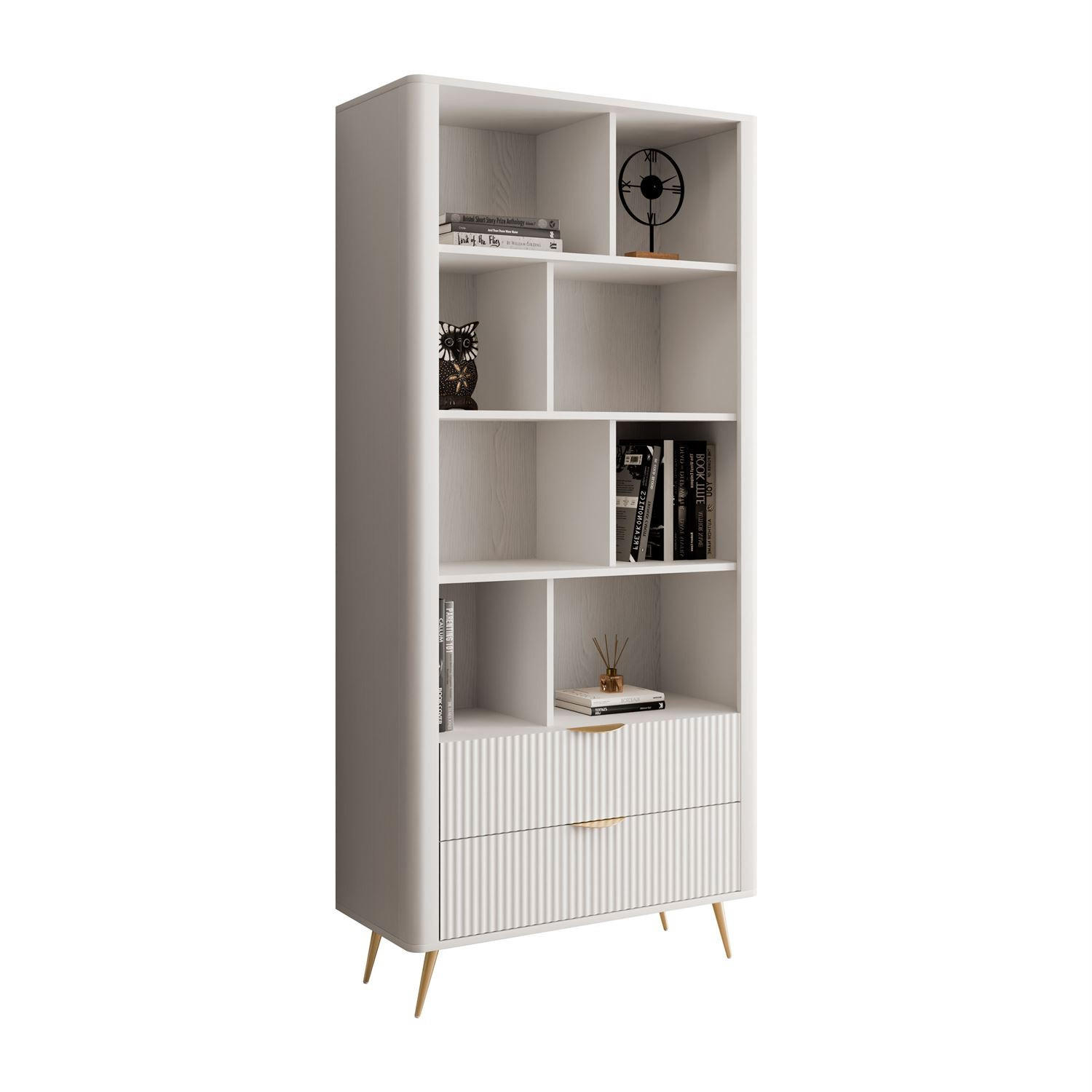 REGAL SCARLETT MIT SCHUBLADEN BEIGE + GOLD - Beige, Holzwerkstoff (88/193.8/38cm) - Lookway