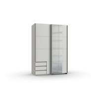 KLEIDERSCHRANK Emden in Weiß - Schwebetürenschrank Breite 135 cm mit Spiegel - Weiß, Holzwerkstoff (135/198/65cm)