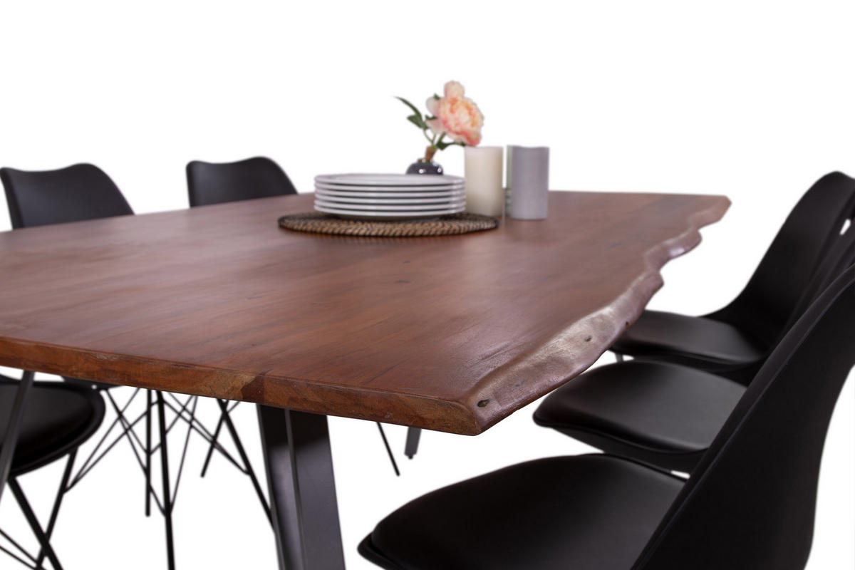 ESSTISCH CELIA - Silberfarben/Braun, Holz/Metall (100/220/77cm) - SAM