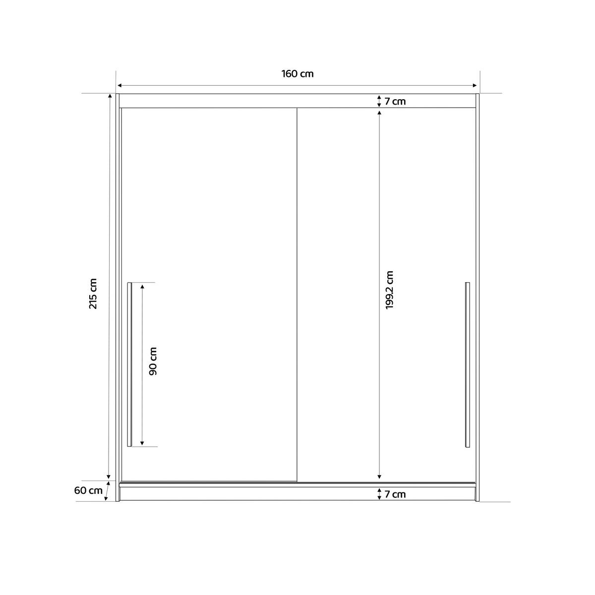 SCHIEBETÜRENSCHRANK SILENTE 160 cm mit Einlegeböden und Kleiderstange - Braun, Holzwerkstoff (160/205/60cm) - Idohome