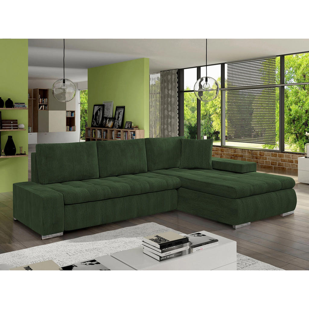 Thumbnail - Mirjan24 Ecksofa, Dunkelgrün, Textil, 5-Sitzer, L-Form,Rechteckig, 265x185 cm, Wohnzimmer, Sofas & Couches, Wohnlandscha...