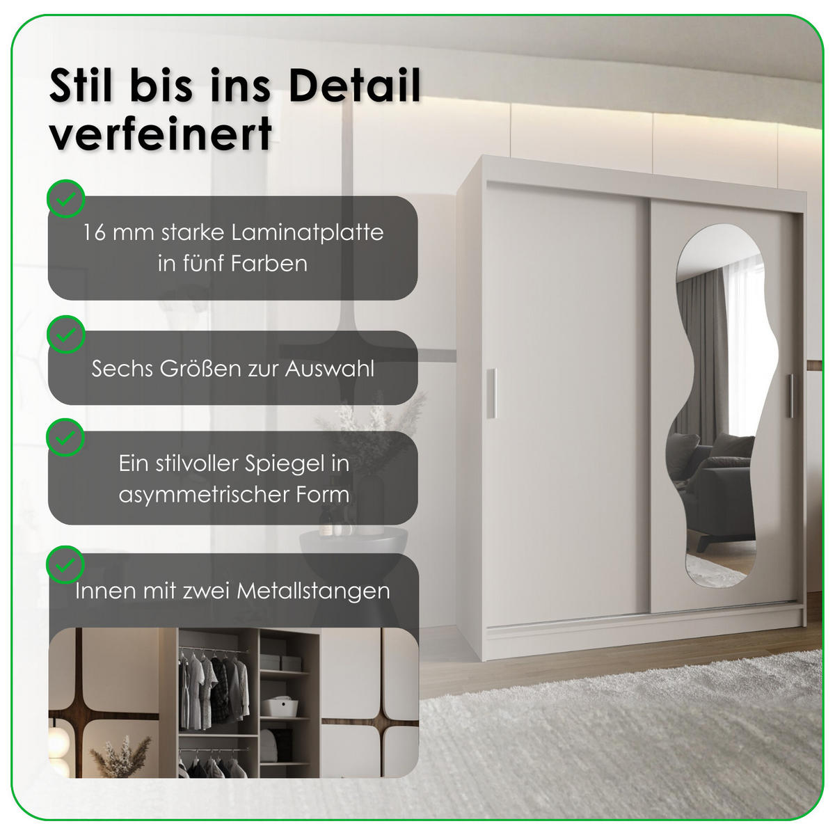 SCHIEBETÜRENSCHRANK mit Spiegel SPOTI 200/250/62 3-türig - Silberfarben/Eiche Artisan, Holz (250/200/62cm) - MÖBEL KRYSPOL