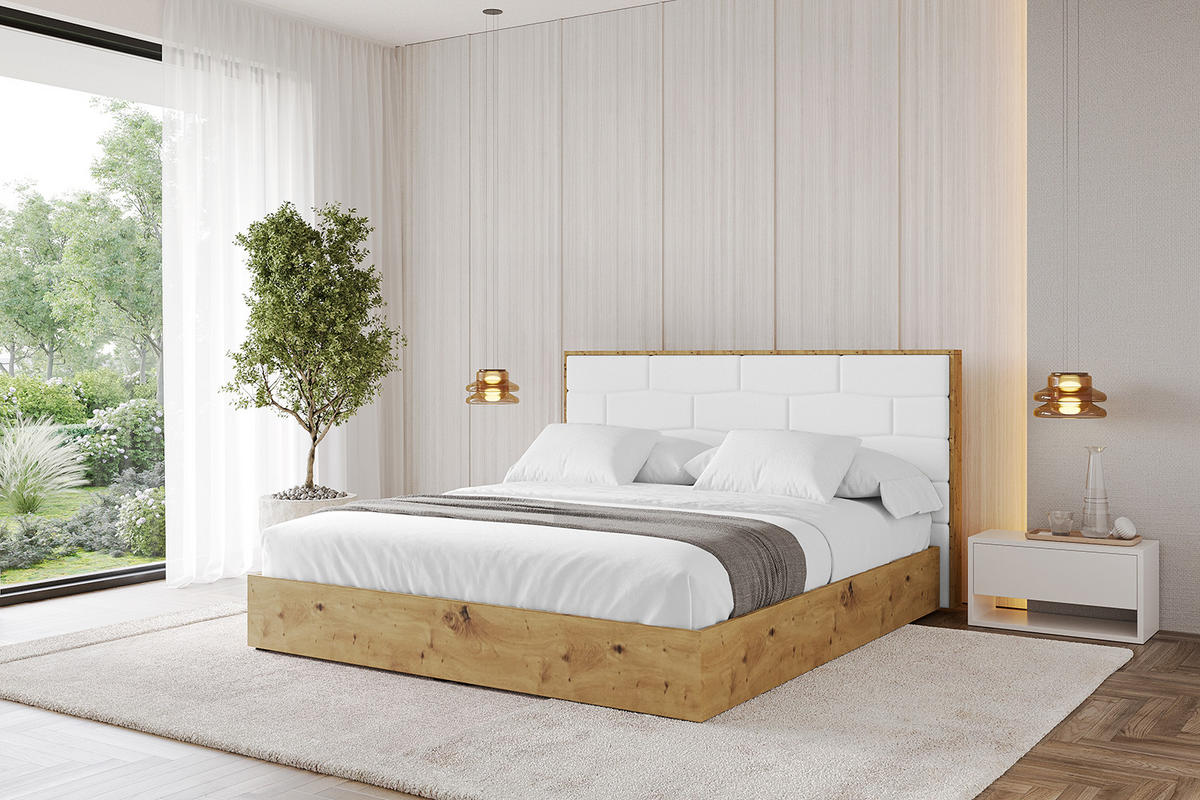 POLSTERBETT mit Bettkasten und Lattenrost, Boxbett ohne Matratze - ENZO8 200x200 Weiß Kunstleder - Weiß Hochglanz, Holzwerkstoff/Textil (200/200cm) - ALTDECOR