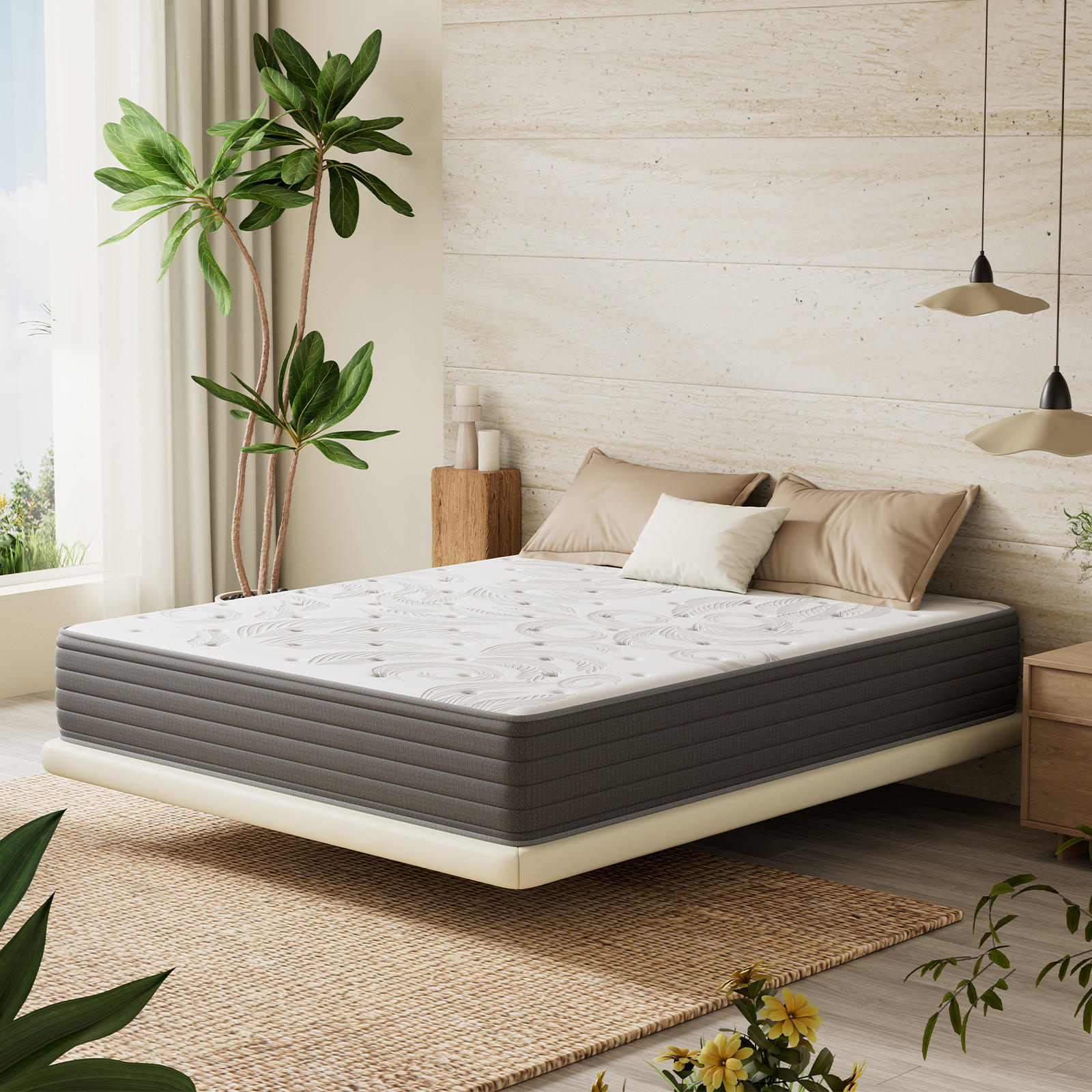 MATRATZE mit Taschenfederkern H3 und H4 90x200x25cm - Weiß, Textil (90/200cm) - HOMAVO