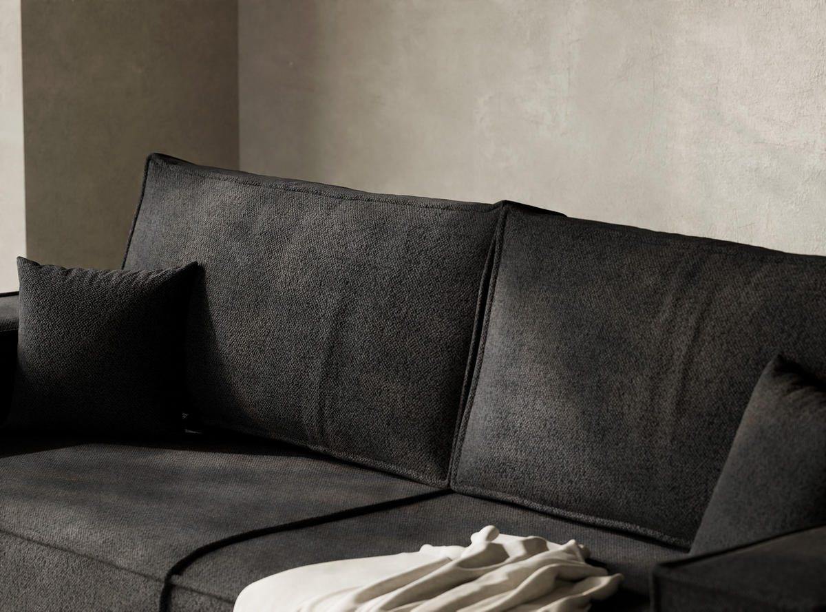 SOFA MIT SCHLAFFUNKTION Milos Anthrazit Webstoff - Anthrazit/Schwarz, Holz/Holzwerkstoff (255/70/105cm) - Maison de Reve