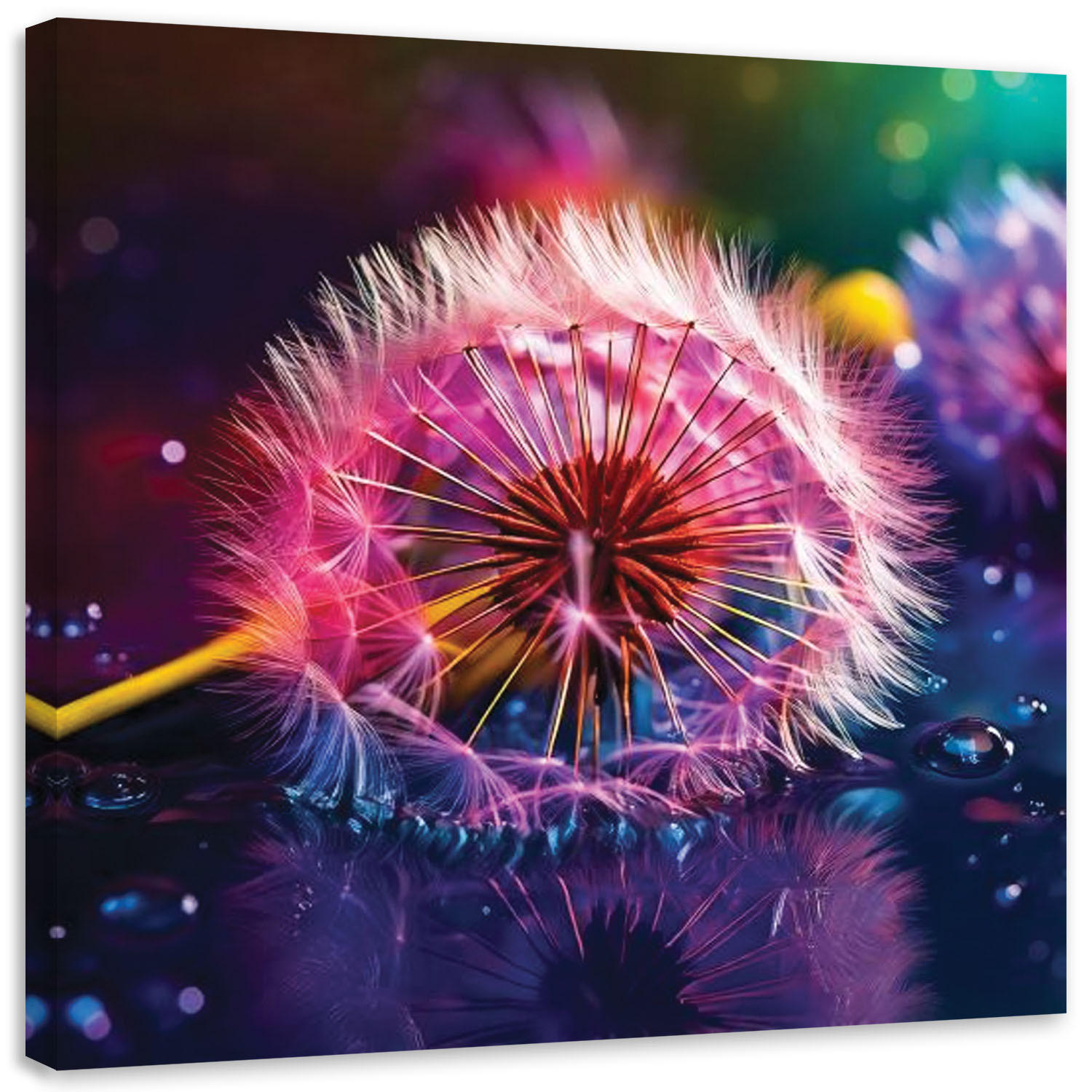 LEINWANDBILD Pusteblume Makro Abstraktion 60x60cm - Lila, Textil (60/60cm) - Feeby