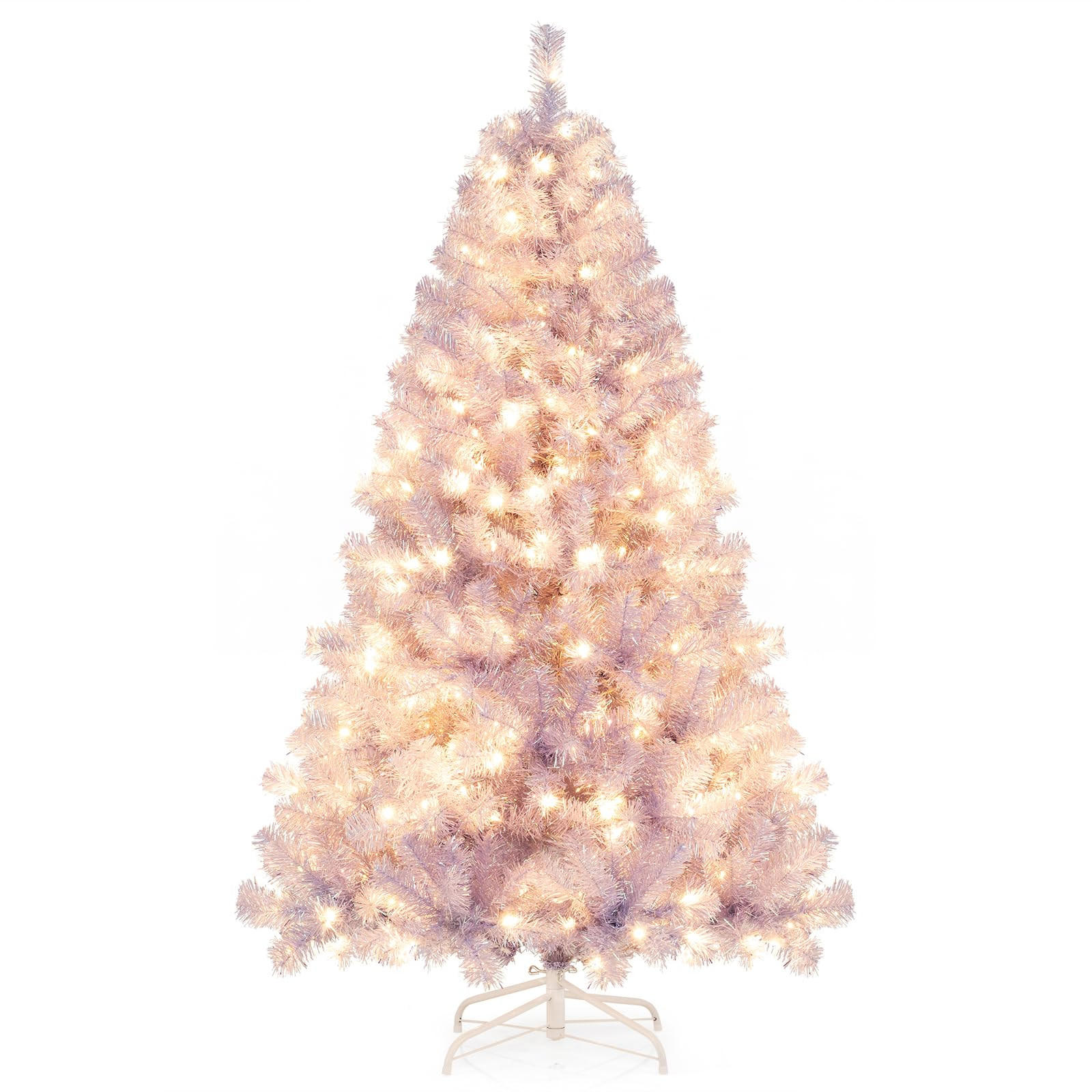WEIHNACHTSBAUM Tannenform mit warmweißen LEDs 180 cm lavendelviolett - Lila, Metall (180cm) - COSTWAY