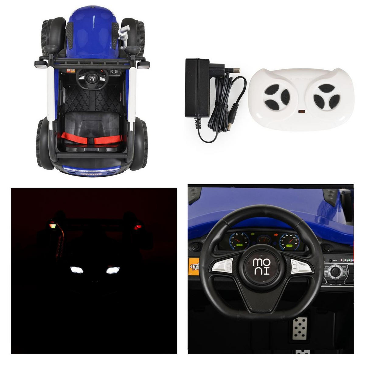 ELEKTROTRAKTOR Harvest blau Fernbedienung, Hupe, Lichter, Musik, MP3 - Blau, Kunststoff (116/73/73cm) - Moni