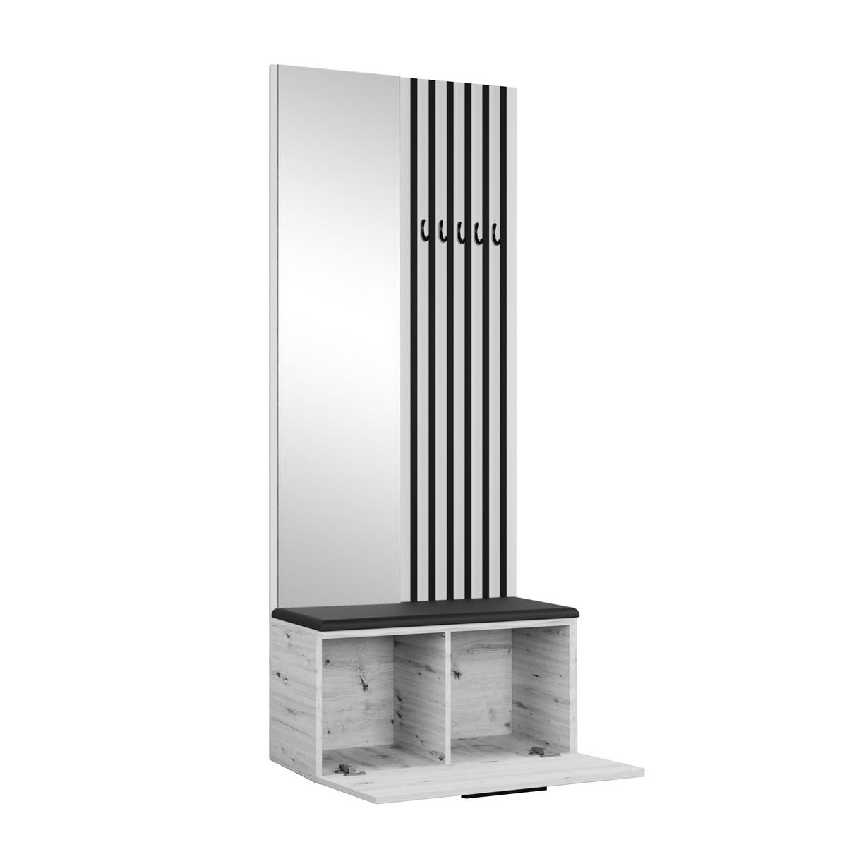 GARDEROBENSCHRANK Rosanno II Weiß 80,6/204/40 cm – Modern, mit Spiegel und Kleiderhaken - Weiß, Holzwerkstoff/Kunststoff (80.7/204/40cm) - AX Living