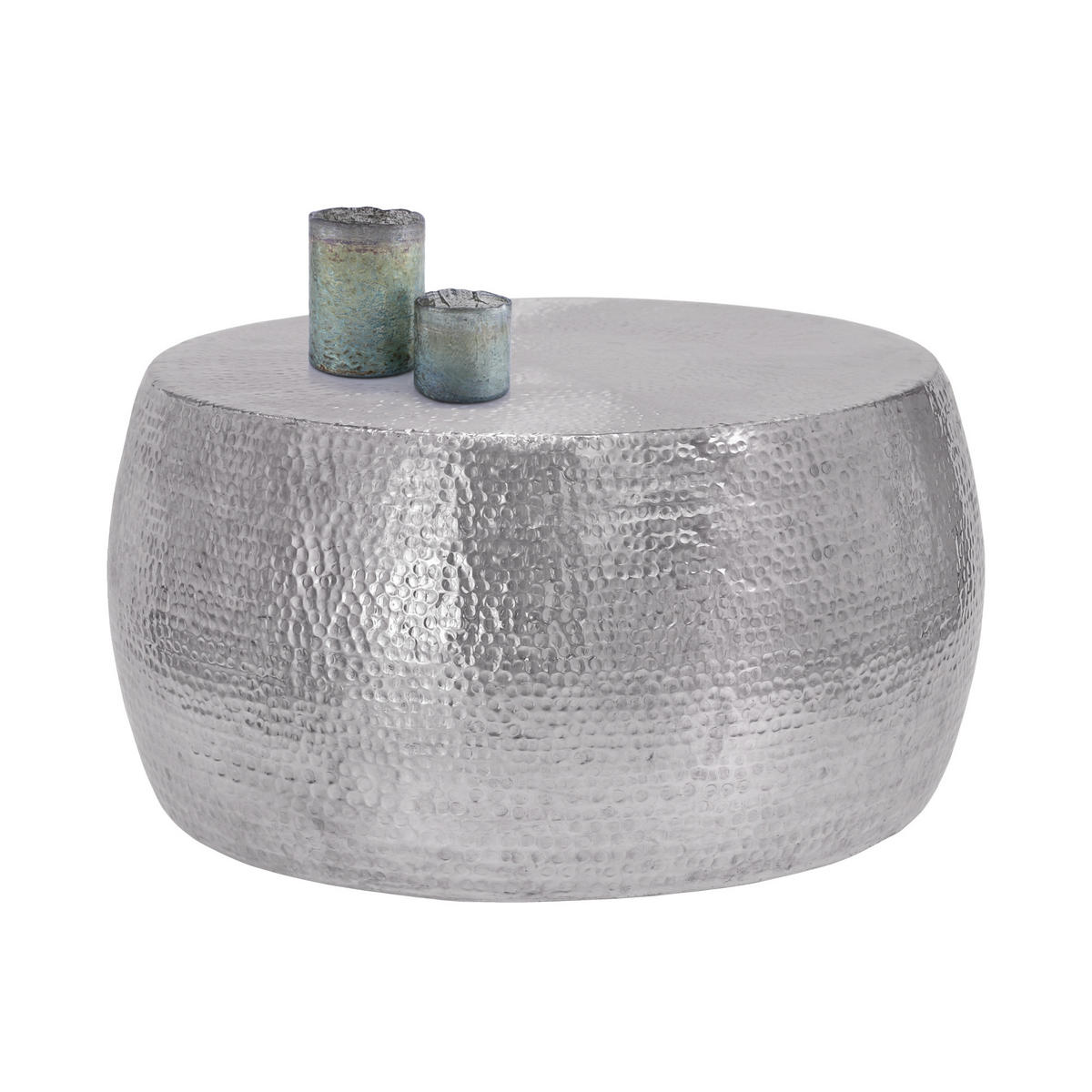 COUCHTISCH Ø90x45 cm rund Silber aus Aluminium Hammerschlag-Optik - Silberfarben, Metall (90/90/45cm) - WOMO-DESIGN