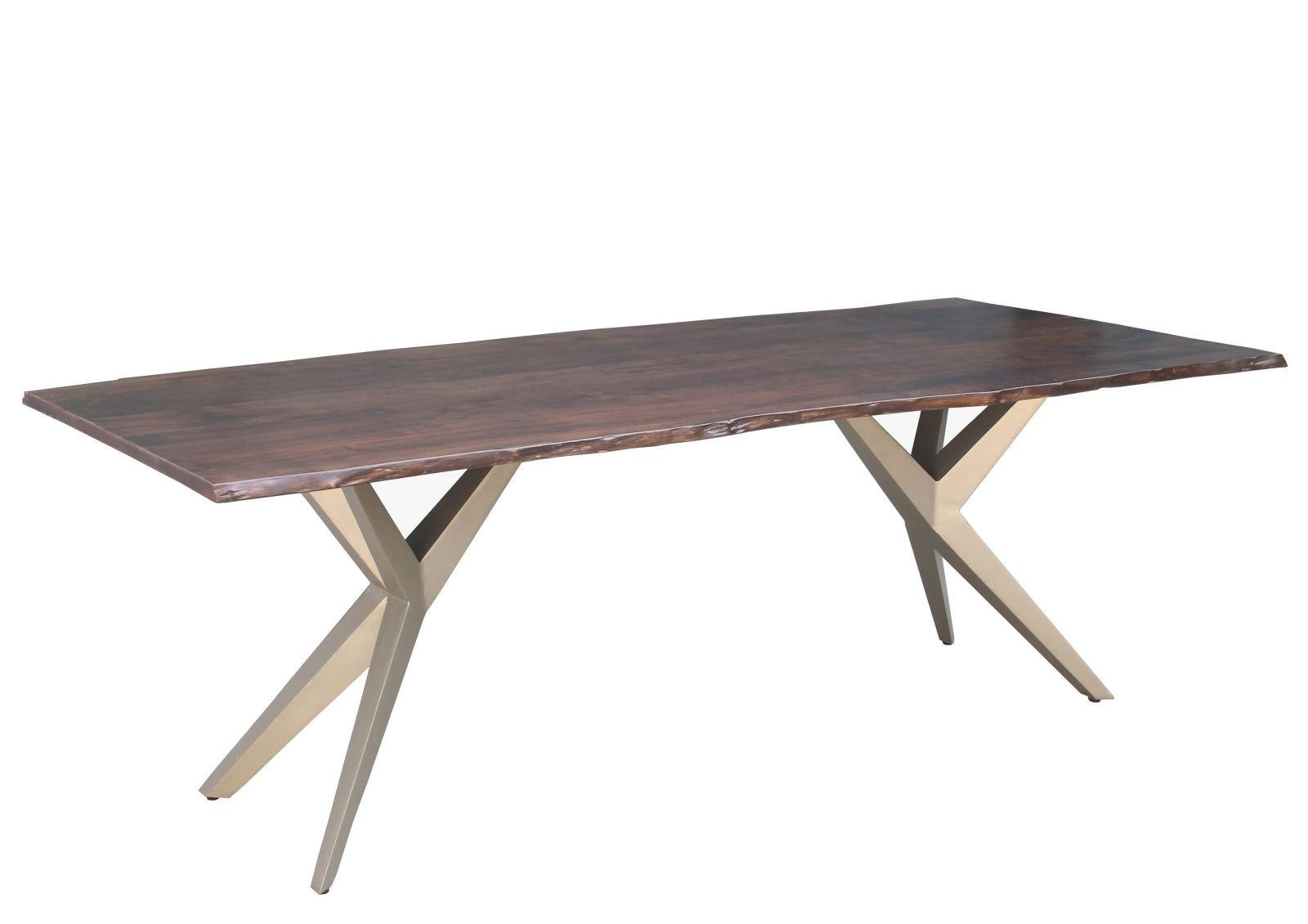 BAUMTISCH Akazie 180x90x76 braun lackiert Beine silber matt FREEFORM 4 #32 - Silberfarben/Braun, Holz (90/180/76cm) - Massivmoebel24