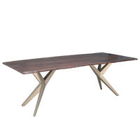 BAUMTISCH Akazie 180x90x76 braun lackiert Beine silber matt FREEFORM 4 #32 - Silberfarben/Braun, Holz (90/180/76cm) - Massivmoebel24