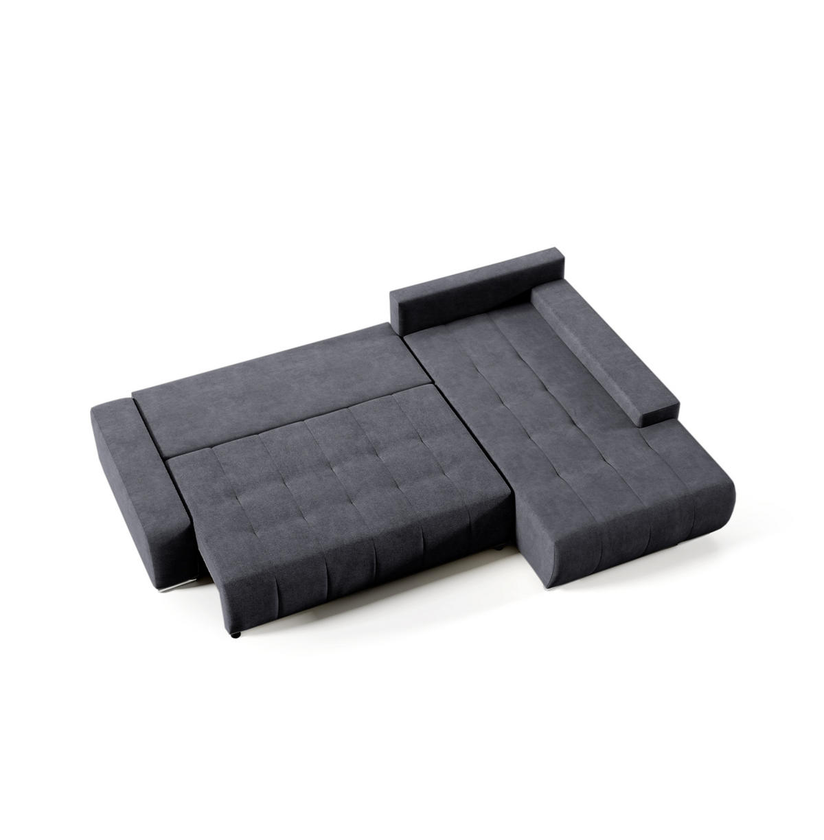 ECKSOFA mit Schlaffunktion Dhaka L Dunkelgrau - Graphitfarben, Textil (185/265cm) - Fedve
