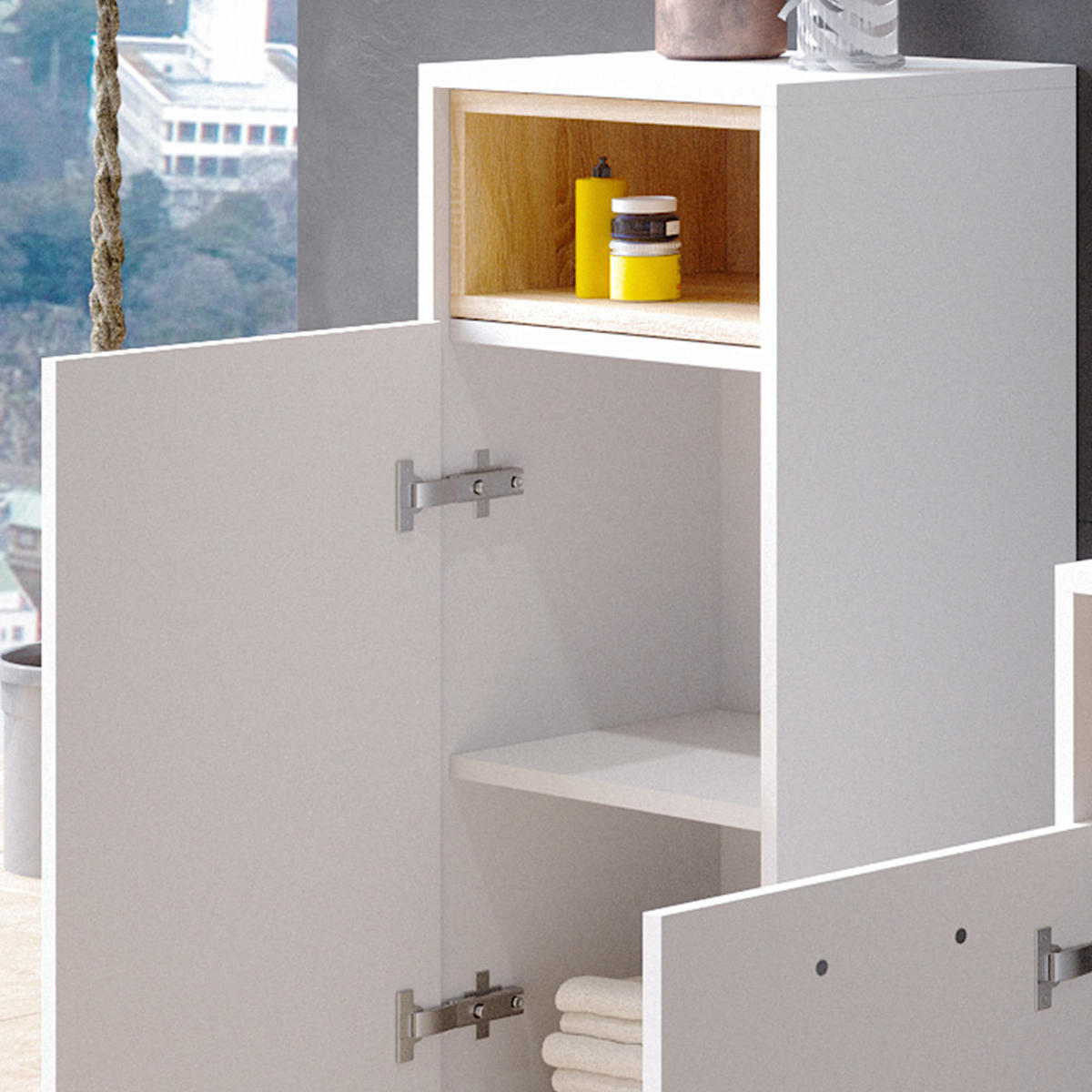 MIDISCHRANK Beatrice Weiß 30 x 93 cm - Weiß, Holzwerkstoff (30/93/30cm) - Vicco