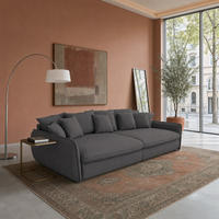 BIGSOFA Hereford XXL Flachgewebe Grau inkl. 12 Kissen 274/131/61 cm - Dunkelgrau, Kunststoff/Textil (274/61/131cm) - foamnova