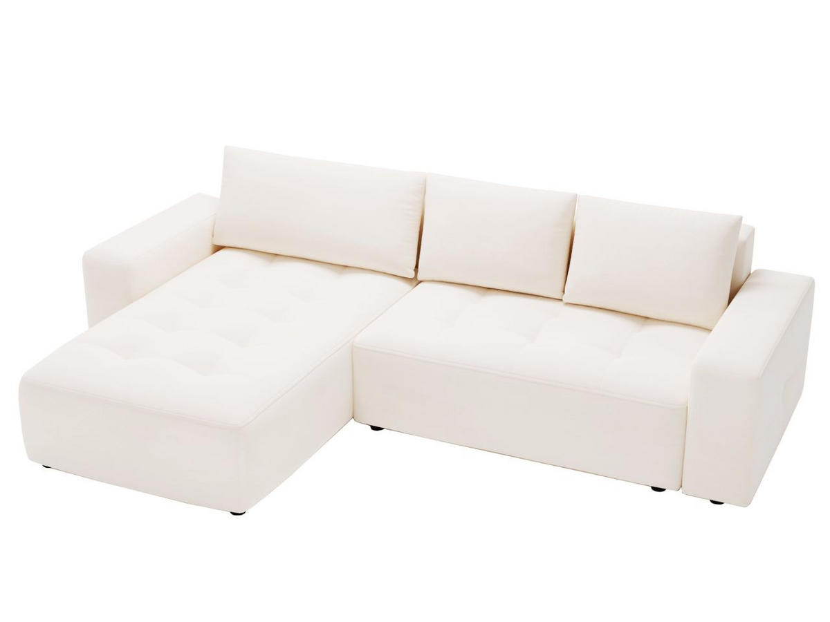 ECKSOFA Portland Creme Links - Creme, Holz/Kunststoff (165/250cm) - Graingold