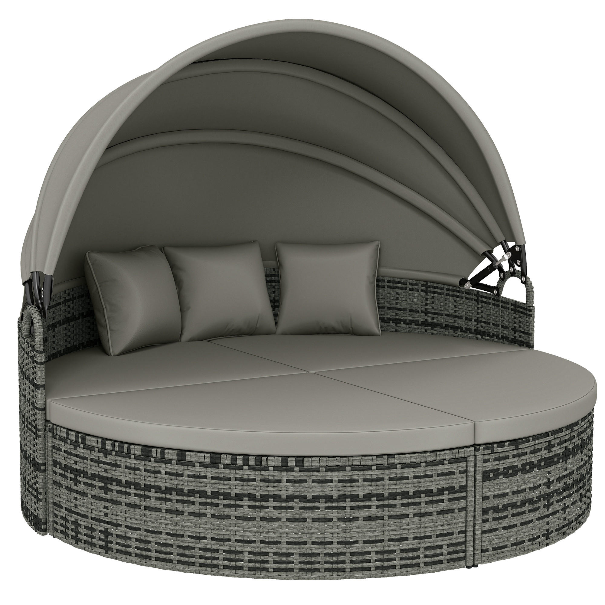SONNENINSEL 3tlg DE-13688 mit Markise Hellgrau - Hellgrau, Metall (175/146/180cm) - ComfortXL