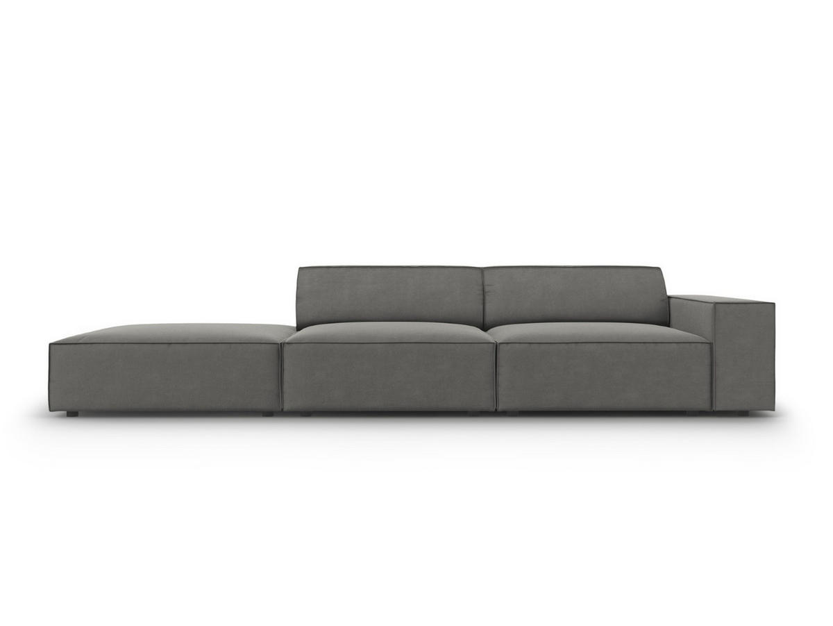 SOFA Jodie aus Samt hellgrau 3 Sitzplätze - Hellgrau, Textil (262/70/102cm) - Micadoni