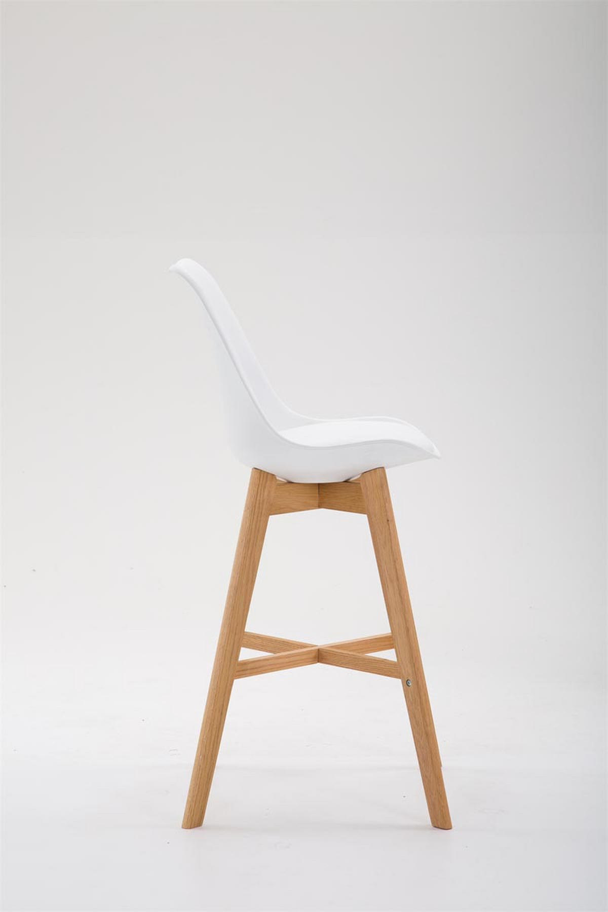 BARHOCKER Kunststoff weiß - Eukalyptusholzfarben/Weiß, Holz/Kunststoff (48/112/56cm) - CLP