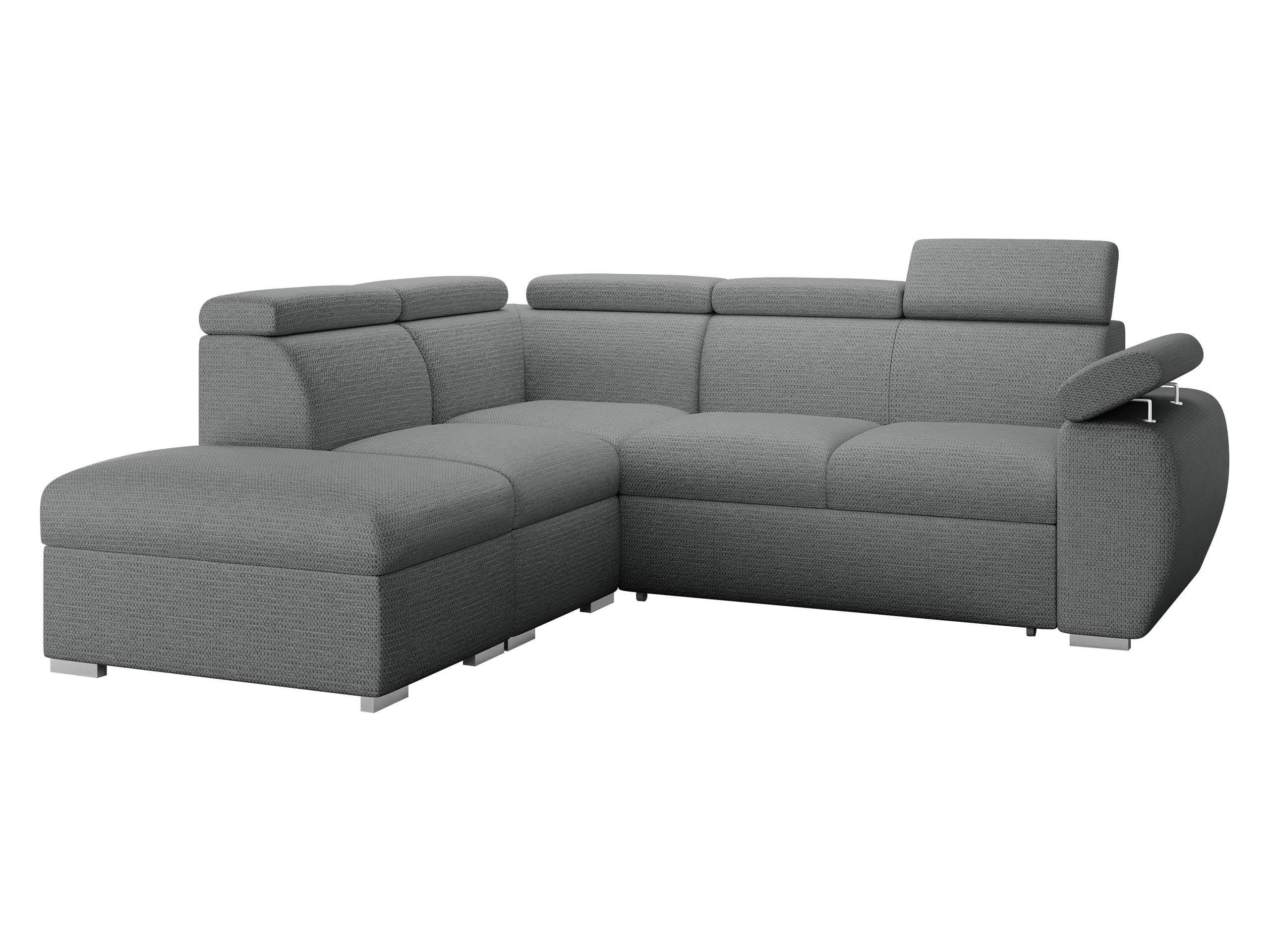 ECKSOFA Boston 2RR1P, Seite: Links PUFAP+R+1P(65)+2R - Silberfarben/Graphitfarben, Holz/Textil (260/230cm) - MIRJAN24