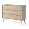 KOMMODE Silva 106 cm in Eukalyptus + Scandi-Fischgrätmuster mit Schubladen - Goldfarben/Grün, Holz/Holzwerkstoff (106/81/38cm) - Ravio