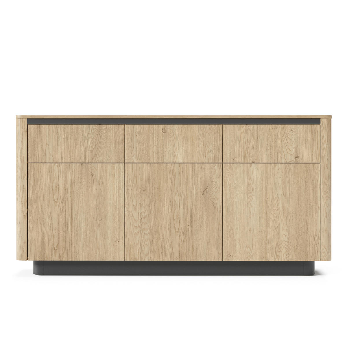 SIDEBOARD OMBRA 163,2/82,9/38,1cm mit 3 Schubladen 3 Türen Eichefarben - Eichefarben, Holzwerkstoff (163.2/82.9/38.1cm) - MASSENO