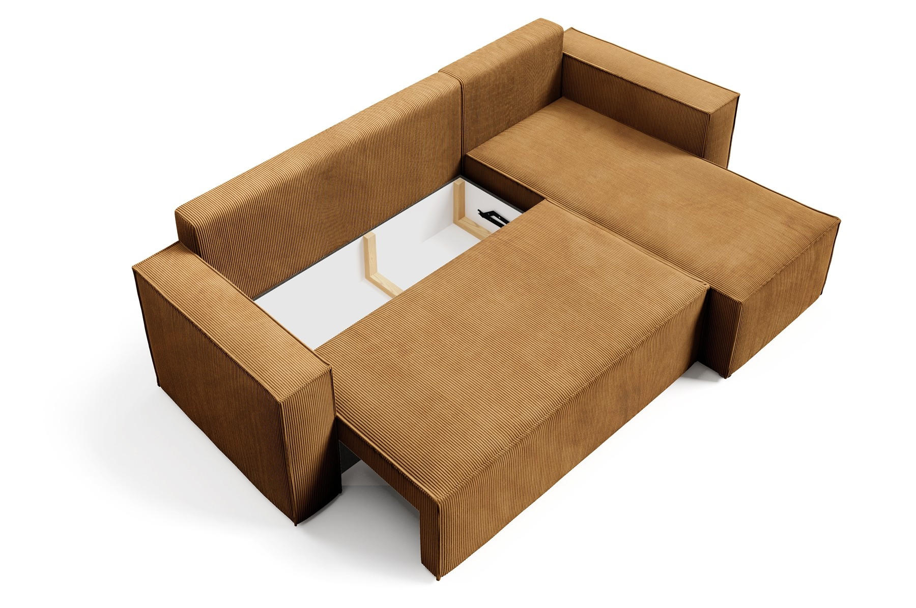 ECKSOFA Roda Gelb, Cord-Ecksofa mit Schlaffunktion - Gelb, Holzwerkstoff/Textil (248/150cm) - Bettso