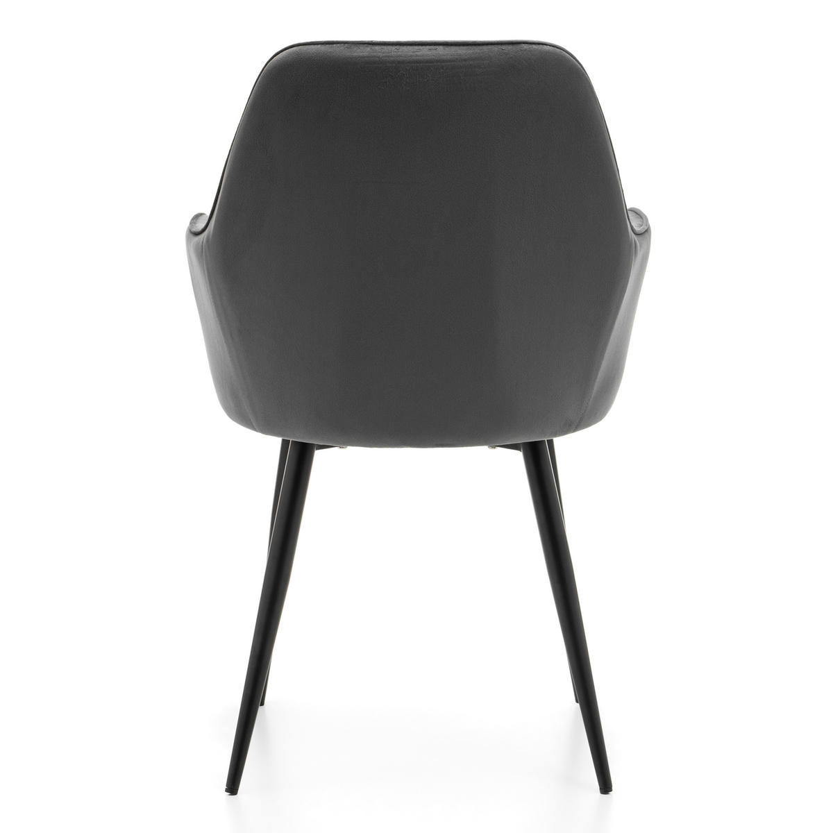 STUHL EMILIA gepolstert mit Steppung - grau - Samt Velours - Schwarz/Grau, Textil/Metall (58/90/58cm) - NEW HOME
