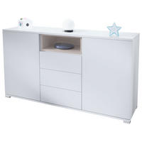 SIDEBOARD Skadu Sandgrau Hochglanz - Sandfarben, Holzwerkstoff (138.5/75.5/35cm) - Vladon