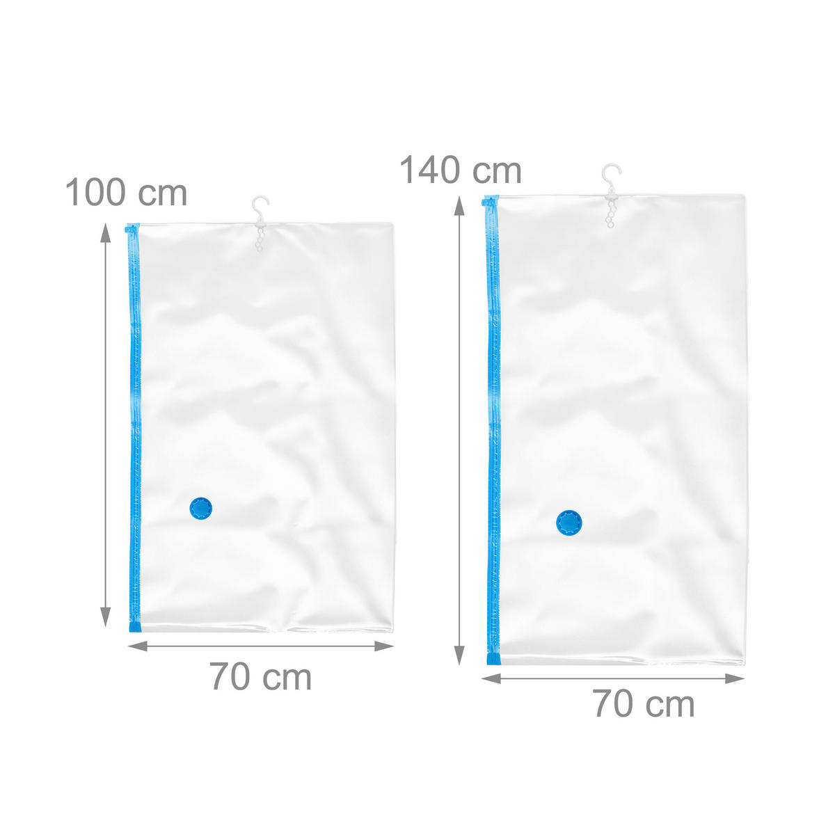4-DIELNA súprava vákuových tašiek - priehľadné, plast (70/140/1.5cm) - Relaxdays