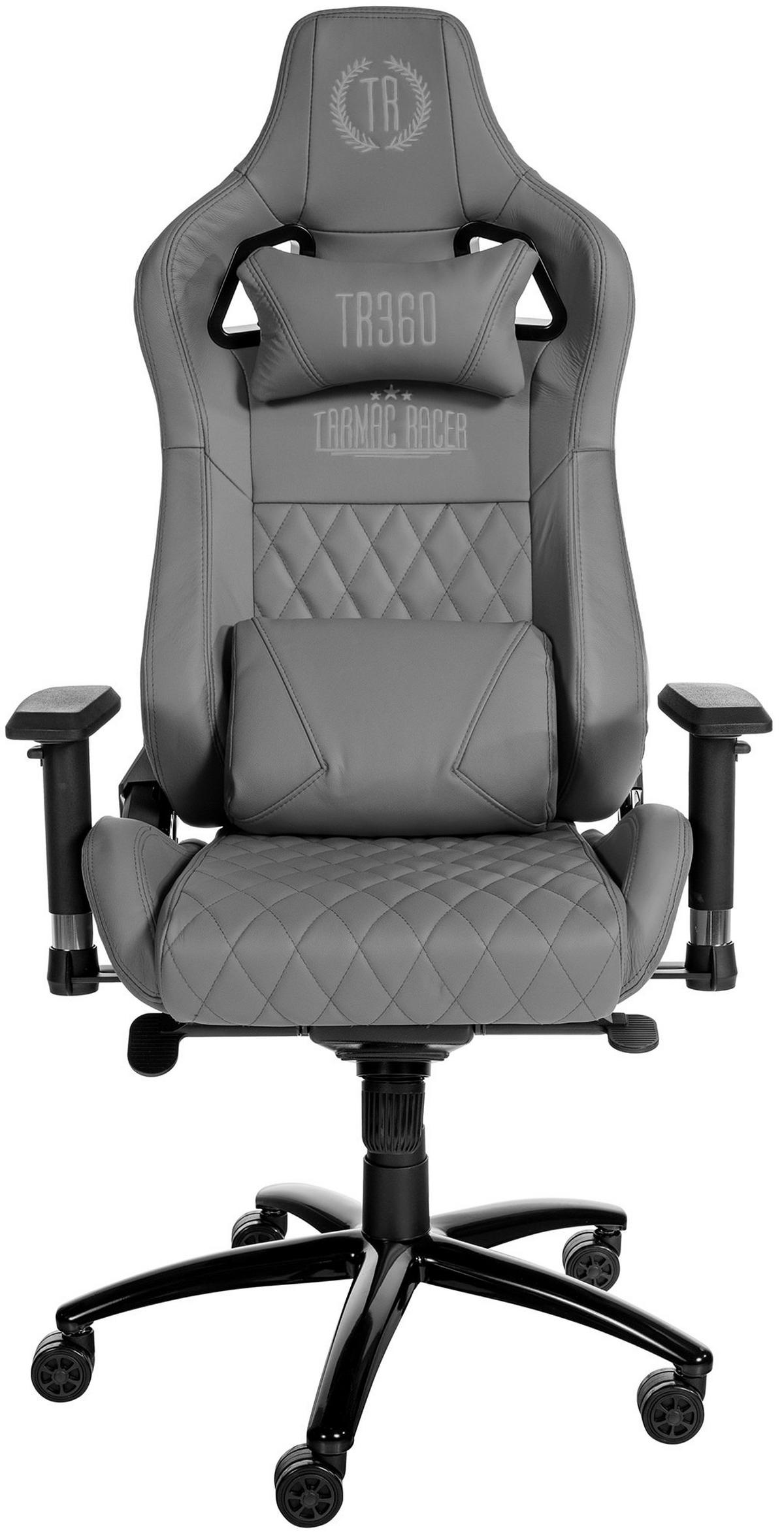 CHEFSESSEL Echtleder grau - Schwarz/Grau, Leder/Metall (70/129/64cm) - CLP