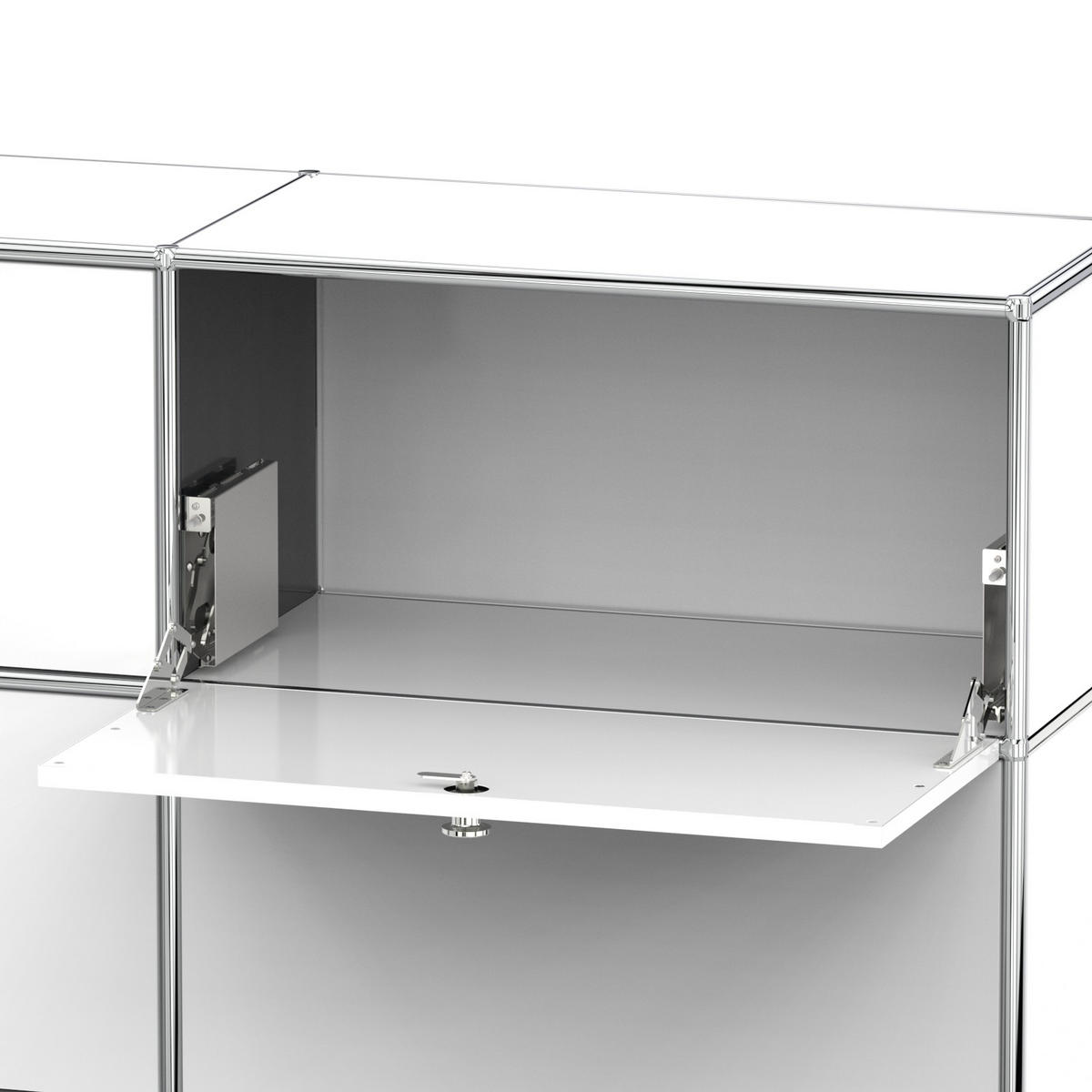 HOCHSCHRANK, 4 offene Fächer, 8 Klappen, Breite 302 cm, Signalweiß - Chromfarben/Silberfarben, Metall (40/118/302.2cm) - Versee