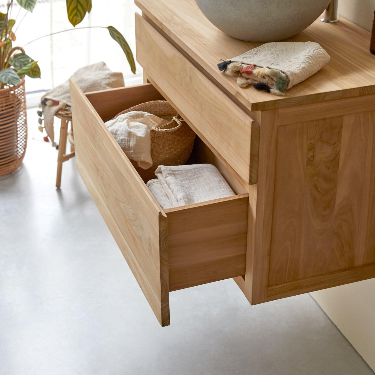 WASCHTISCHUNTERSCHRANK Jacob Natur aus Teak - Naturfarben, Holz (80/51/45cm) - Tikamoon