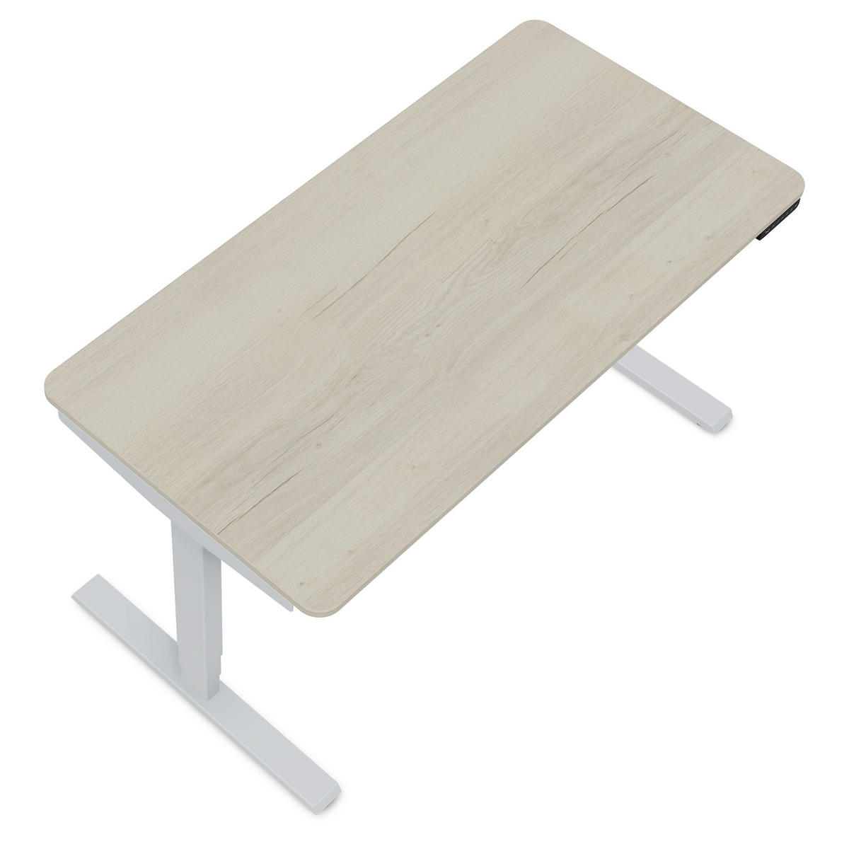 SCHREIBTISCH Elektrisch höhenverstellbarer Schreibtisch Y-Line Curved Eiche Polar Weißaluminium 140/80/62-127cm - Eiche Bianco/Weiß Hochglanz, Holzwerkstoff/Metall (80/140/127cm) - ASSMANN