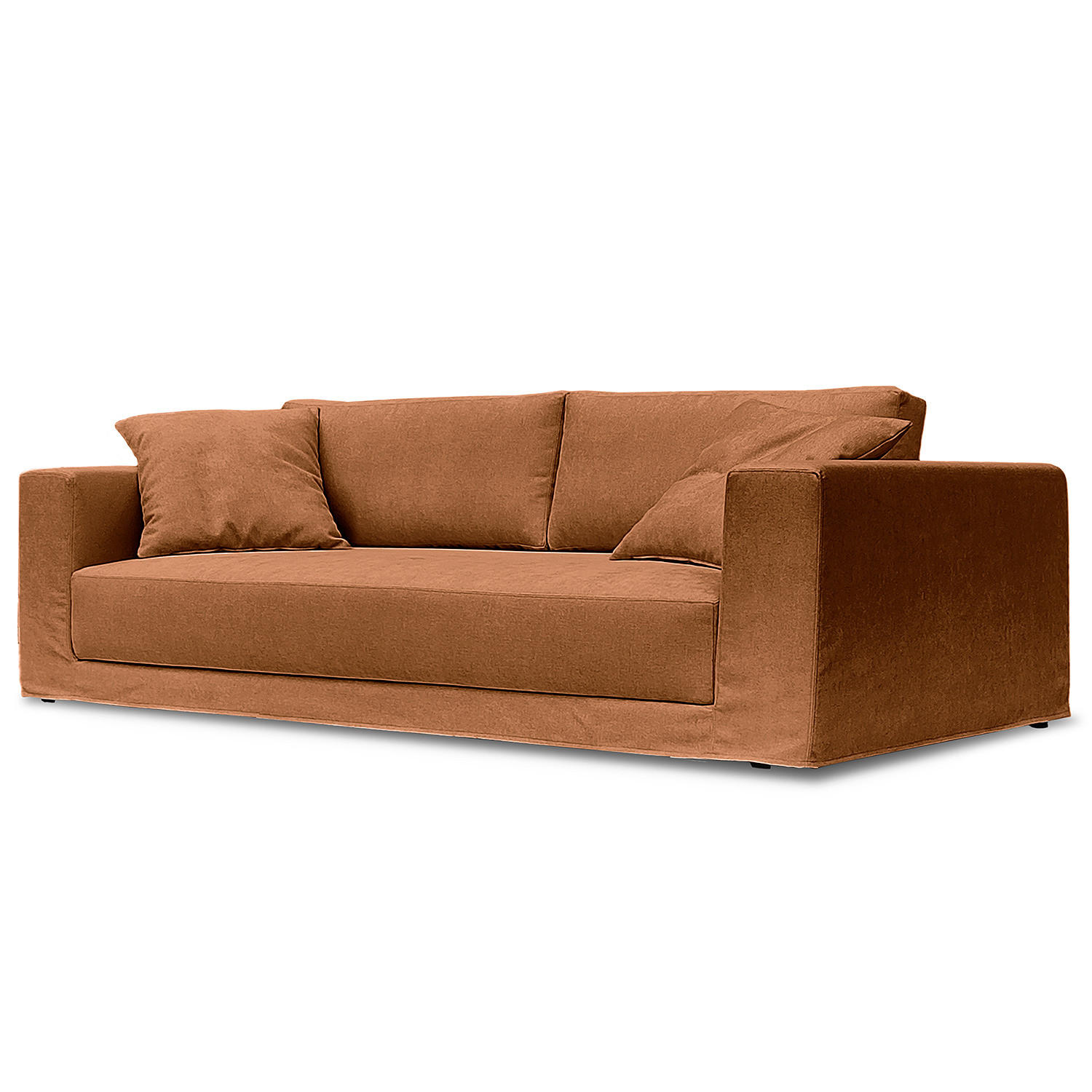 3-SITZER SOFA mit Wechselbezug - Webstoff - Kupferfarben, Textil (245/63/122cm) - home24