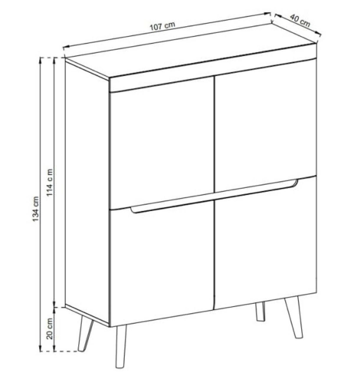 KOMMODE Weiß Riviera Eiche Nordan NK107 - Multicolor, Holzwerkstoff (107/134/40cm) - Sepro Meble