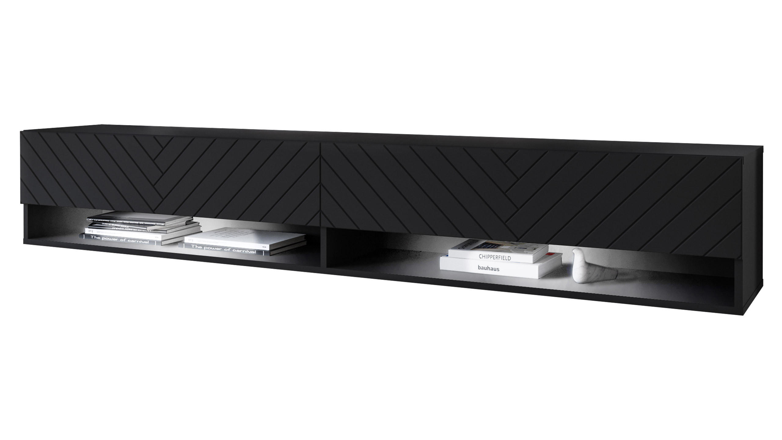 TV-LOWBOARD A180 MDF mit RGB LED Beleuchtung - Alufarben/Graphitfarben, Holzwerkstoff/Kunststoff (180/30/33cm) - MIRJAN24