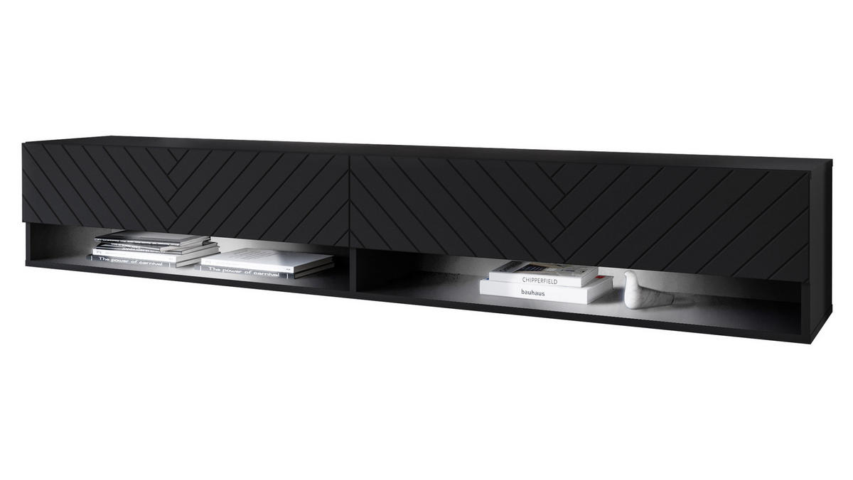 TV-LOWBOARD A180 MDF mit RGB LED Beleuchtung - Alufarben/Graphitfarben, Holzwerkstoff/Kunststoff (180/30/33cm) - MIRJAN24