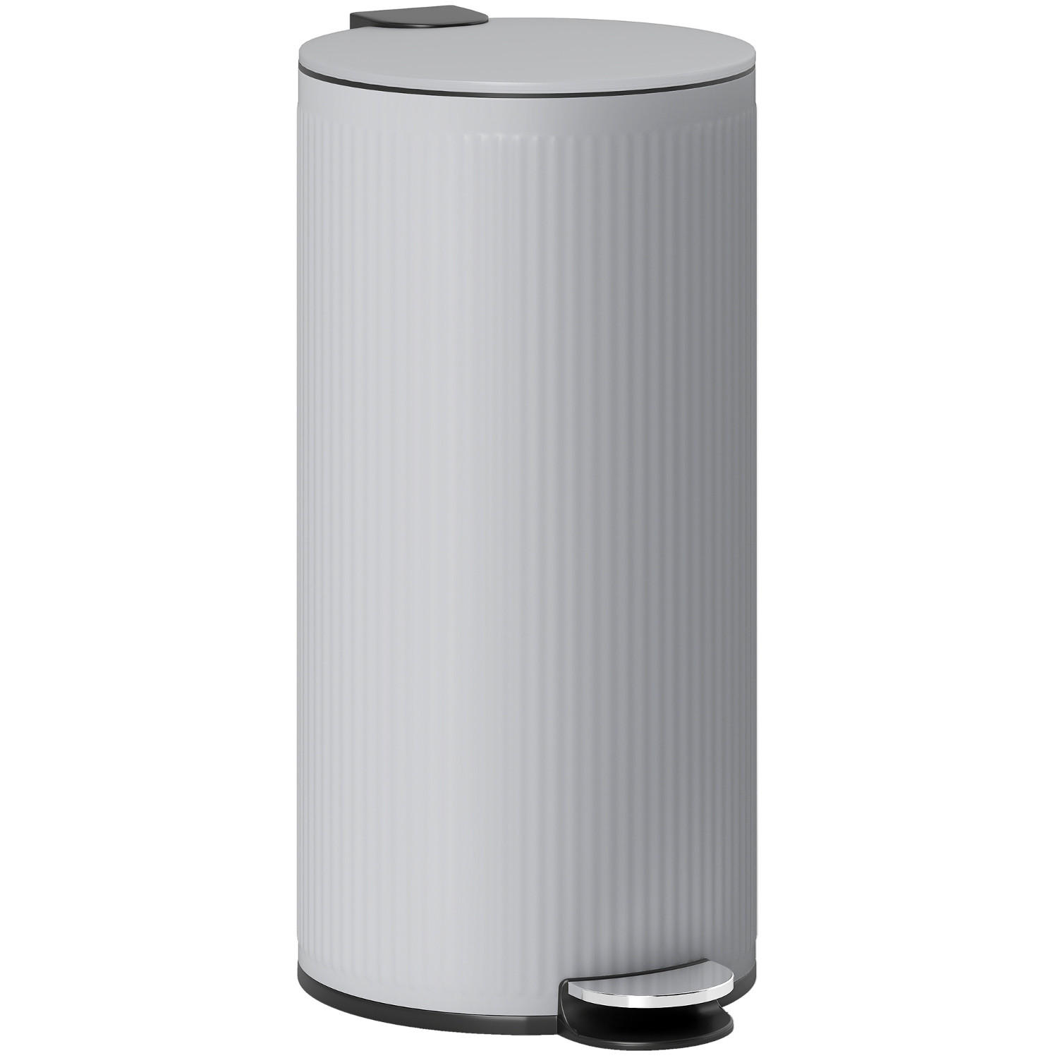 MÜLLEIMER KÜCHE 30 LITER Treteimer Grau 36/30/60,5 cm - Grau, Metall (30/60.5/36cm) - Rolipo