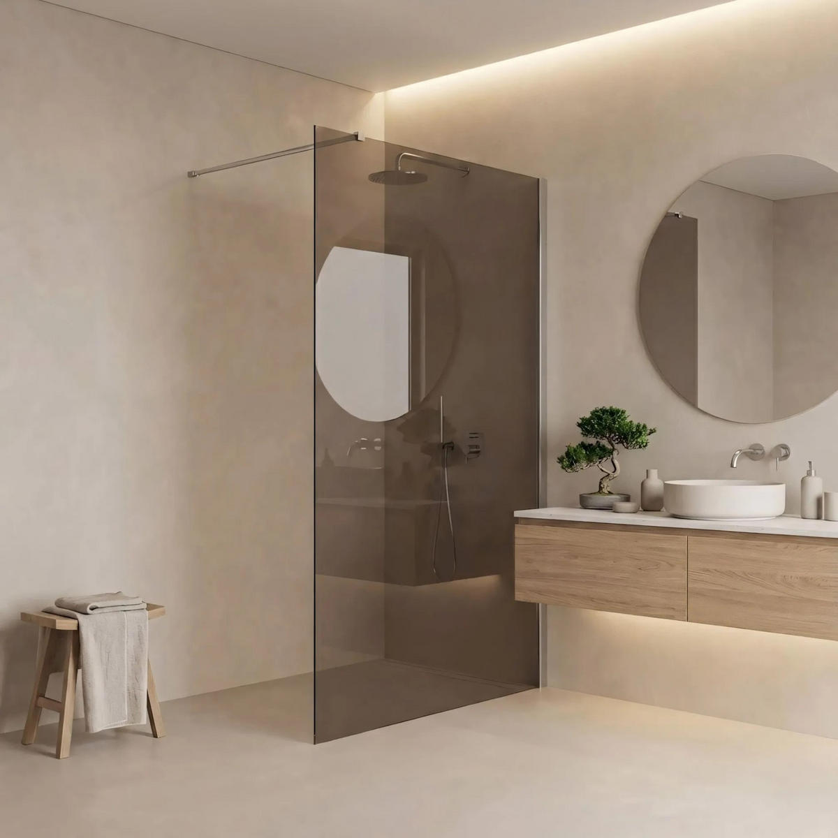 DUSCHWAND Rea Flexi Brown / Chrome 120 - Chromfarben, Glas (120/120/195cm) - REA
