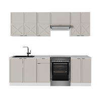 KÜCHENZEILE Fame-Line GrauBeige/Weiß 240 cm, AP Anthrazit - Weiß/Grau, Holzwerkstoff (240/81.6/60cm) - Vicco