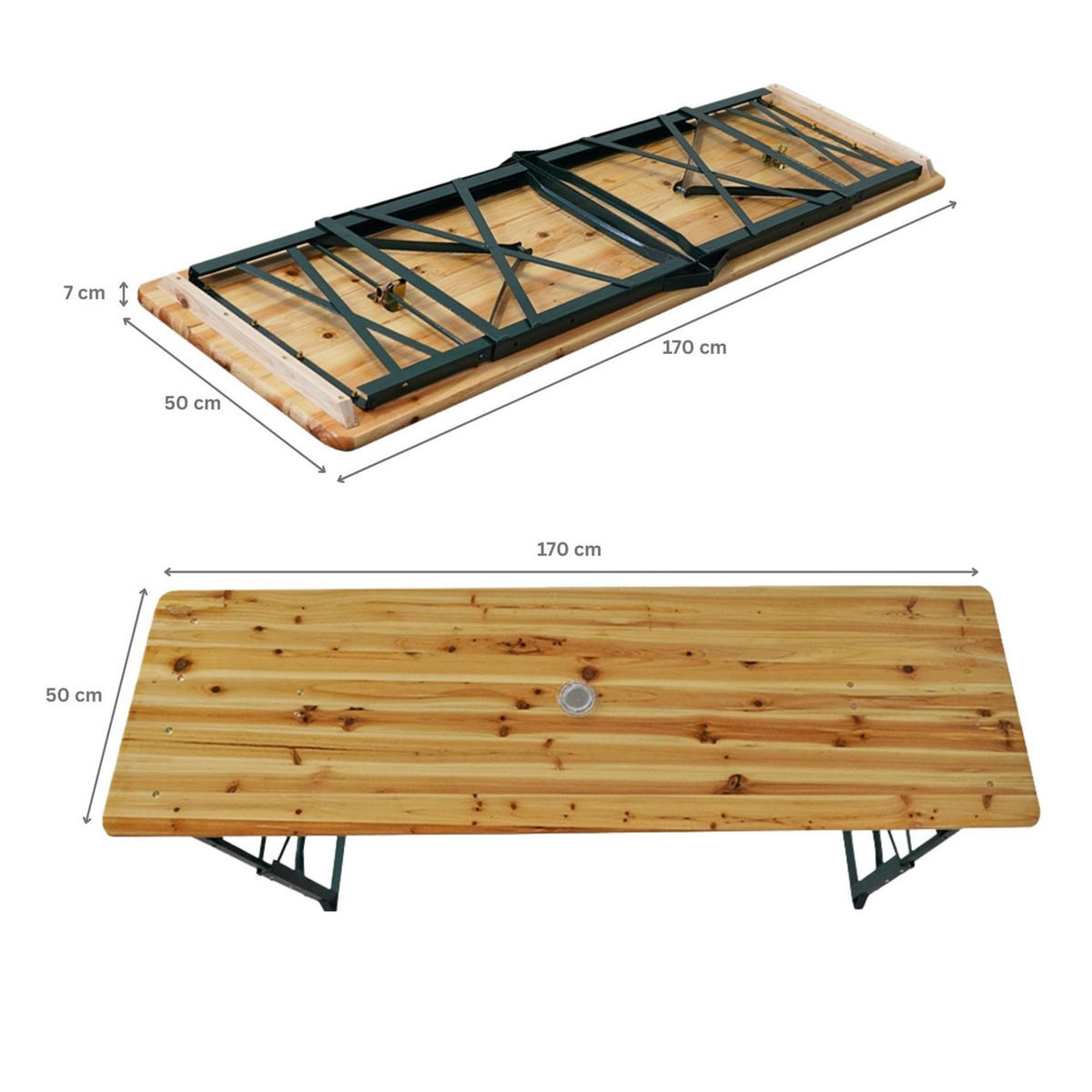 BIERZELTTISCH höhenverstellbar & klappbar 90-116x170x50cm Holz - Hellbraun, Holz - CHEFGASTRO