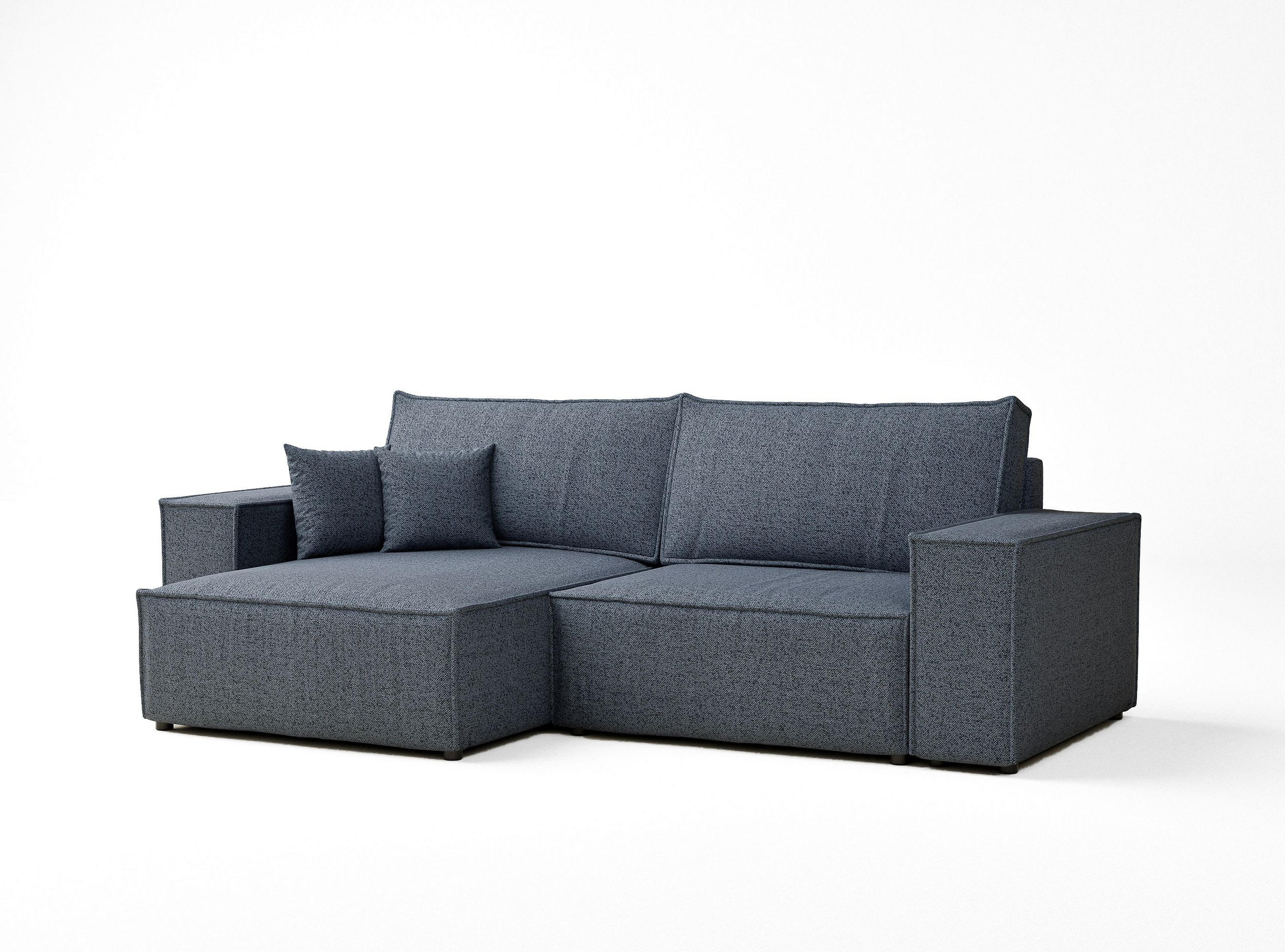 ECKSOFA MIT SCHLAFFUNKTION Zaya Blau Grau Webstoff - Blaugrau/Schwarz, Holz/Holzwerkstoff (255/148cm) - Maison de Reve