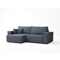 ECKSOFA MIT SCHLAFFUNKTION Zaya Blau Grau Webstoff - Blaugrau/Schwarz, Holz/Holzwerkstoff (255/148cm) - Maison de Reve