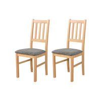 STUHL Bos 4 (2er Set) - Dunkelgrau/Birkefarben, Holz (43/94/40cm) - Leaf Design