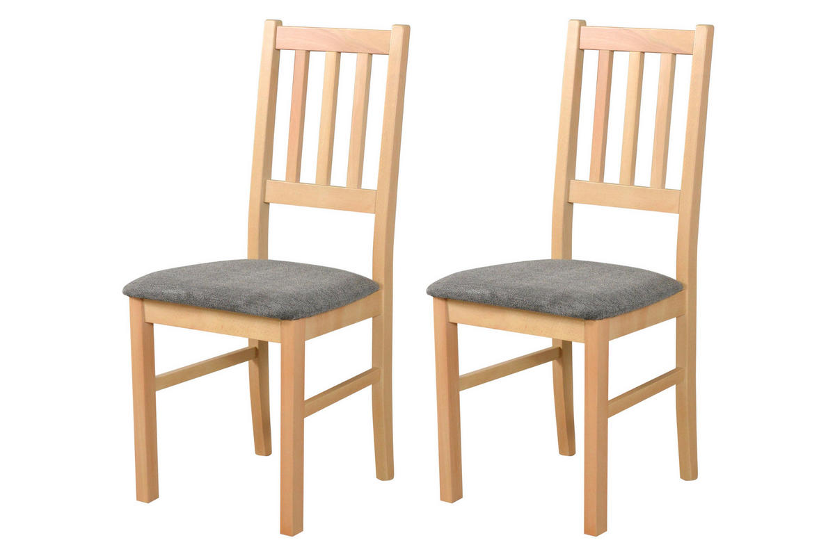 STUHL Bos 4 (2er Set) - Dunkelgrau/Birkefarben, Holz (43/94/40cm) - Leaf Design