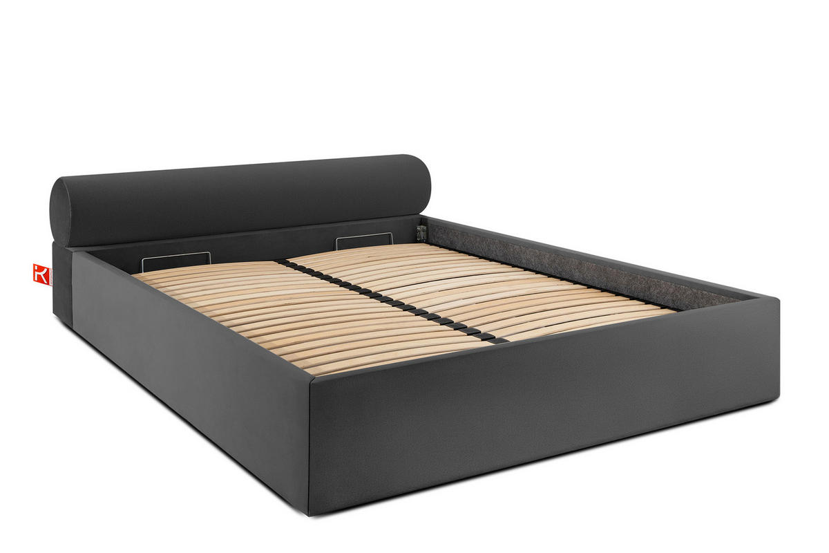 POLSTERBETT LUNEO - Anthrazit/Schwarz, Holz/Holzwerkstoff (182/204cm) - KONSIMO®