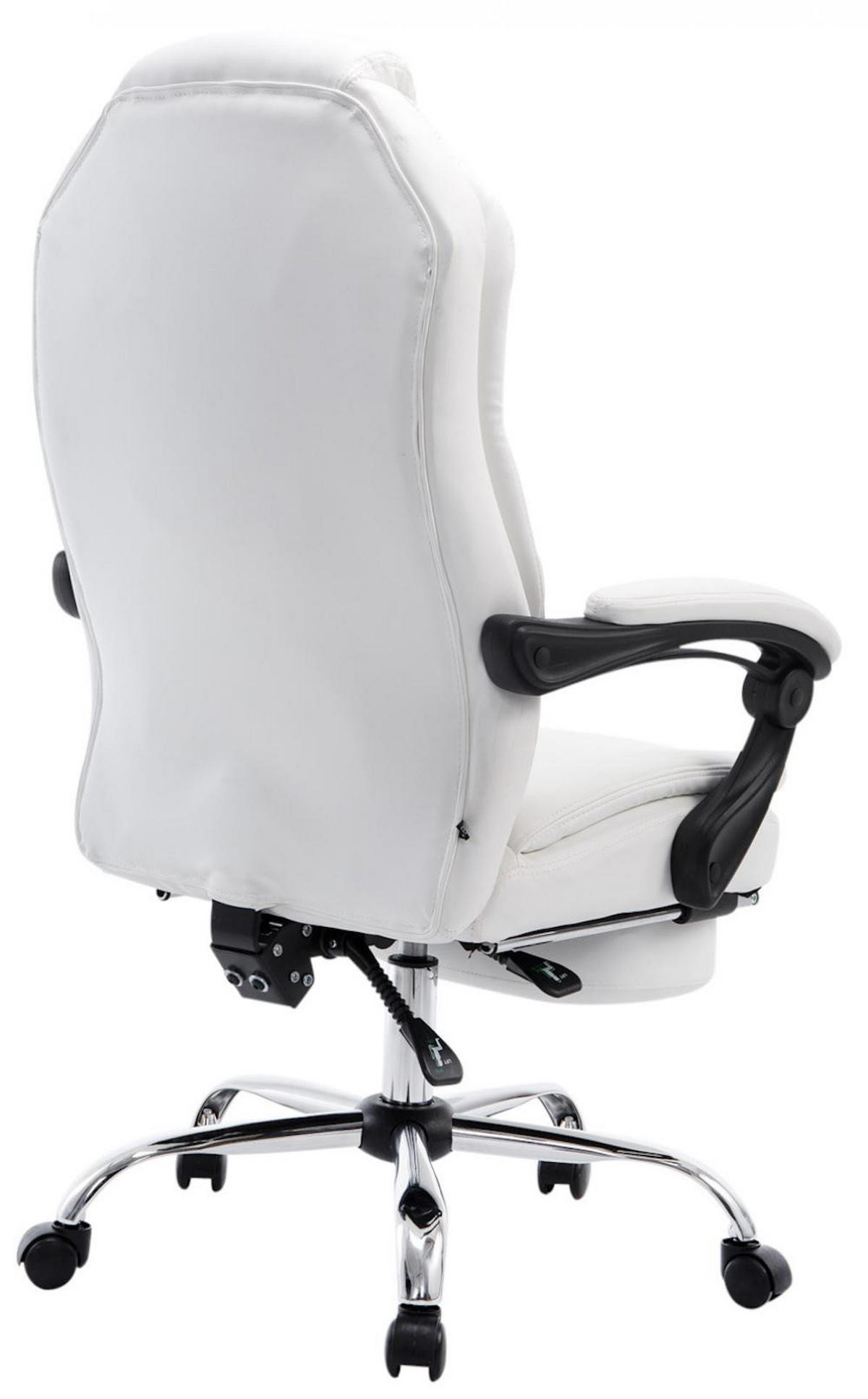 CHEFSESSEL Lederlook Weiß - Chromfarben/Weiß, Textil/Metall (67/114/64cm) - CLP