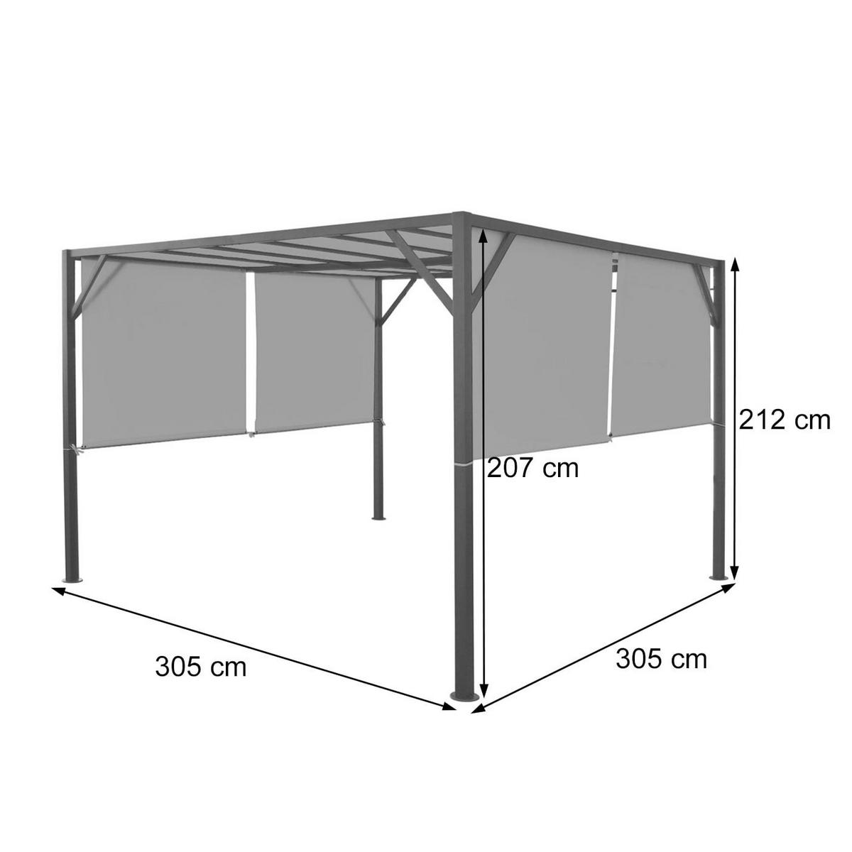 PERGOLA Baia 212x300x300cm Bordeaux-Rot - Rot, Metall (300/212/300cm) - BERLINLODGE